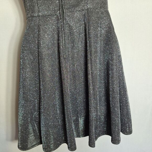 Speechless Womens Glittery Skater Dress Metallic Sleeveless Glam Party Rock XS - Picture 5 of 12
